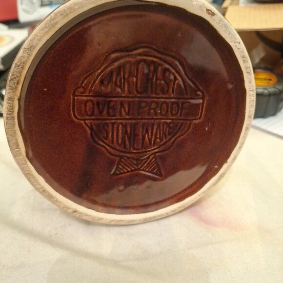 Vintage Mar-Crest Daisy Dot Stoneware Pitcher 8" Marcrest Oven Proof Brown - Picture 5 of 5